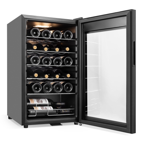 Velieta 24 Bottles Wine Cooler Refrigerator, Small Wine Fridge Mini Wine Fridge Countertop with Glass Door Wine Cellars for Red Wine, Champagne, Dry