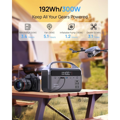 Station d'alimentation portative 300&nbsp;W de DaranEner - Noir