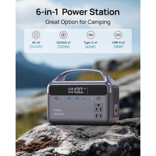 Station d'alimentation portative 300&nbsp;W de DaranEner - Noir