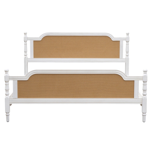 Kepooman Traditional Style Rattan King Size Bed Frame - White
