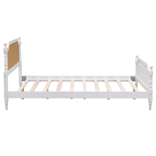 Kepooman Traditional Style Rattan King Size Bed Frame - White