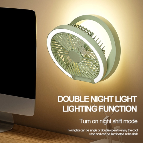New home table fan, dormitory camping digital display ultra-thin mini fan, folding night light bracket fan, LED light, rechargeable table fan - white