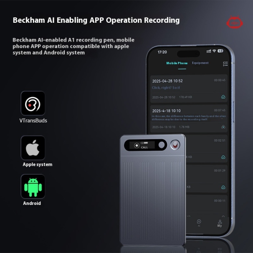 Enregistreur vocal à intelligence artificielle, enregistreur de conférence téléphonique, enregistrement HD professionnel avec réduction du bruit,