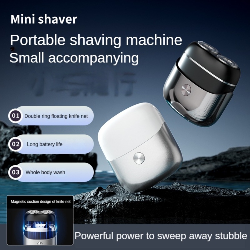 New mini electric shaver, full body washable double-head magnetic beard razor, home portable men's razor - black