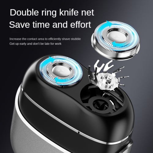 New mini electric shaver, full body washable double-head magnetic beard razor, home portable men's razor - black
