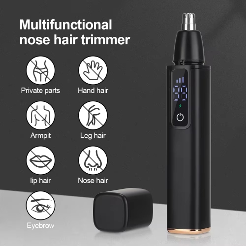 Hot sale electric nose hair trimmer, rechargeable nose hair scissors and eyebrow trimmer, men's and women's nose hair tool - gun gray [digital