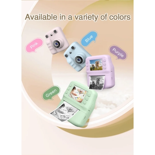 New Polaroid Camera Portable Thermal Print Camera Children's Day Gift Pink [32G High Configuration Contains 1 Roll of Black and White Printing Paper,