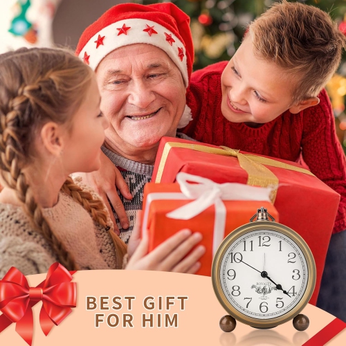 European retro iron alarm clock, American creative electronic clock, home simple luminous student personality silent clock - black