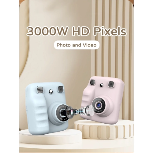 New Polaroid Camera Portable Thermal Printing Camera Children's Day Gift Blue [32G High Configuration Contains 1 Roll of Black and White Printing