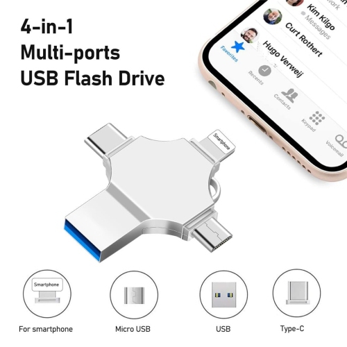 Clé USB 4-en-1 grande capacité USB multifonctionnelle téléphone mobile mobile USB Clé USB Type-C/USB Téléphone portable ordinateur Clé USB double