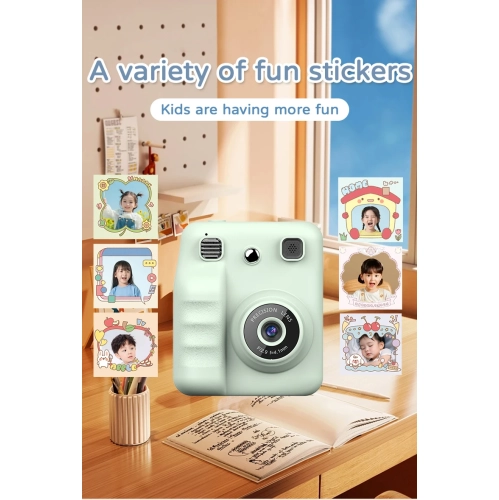 New Polaroid Camera Portable Thermal Printing Camera Children's Day Gift Green [32G High Configuration Contains 1 Roll of Black and White Printing