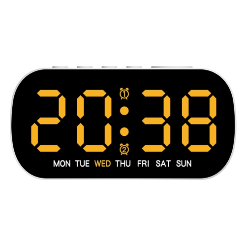 Hot selling electronic clock, simple multi-function alarm clock, LED digital clock, two sets of alarm clocks with date - yellow