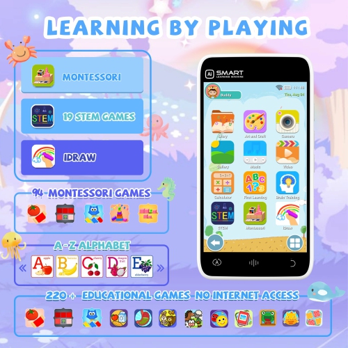 Kids Smartphone Camera Gift for 3-12 Years Old Boys and Girls, 3.97 Inch Touch Screen Learning Toy - Kids Phone with 200+ Learning Games 5MP, Great