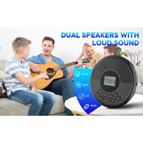 Portable CD Player with Speakers and Headphones: Rechargeable CD Walkman with Protection - CD/MP3/USB/Bluetooth Playback, Car Connection, Home