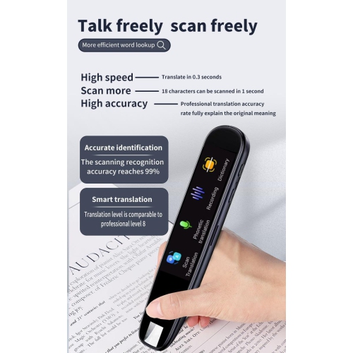 2.22 po stylo de traduction 112 langues WIFI dictionnaire scanner stylo intelligent chinois et anglais stylo stylo de lecture point - noir