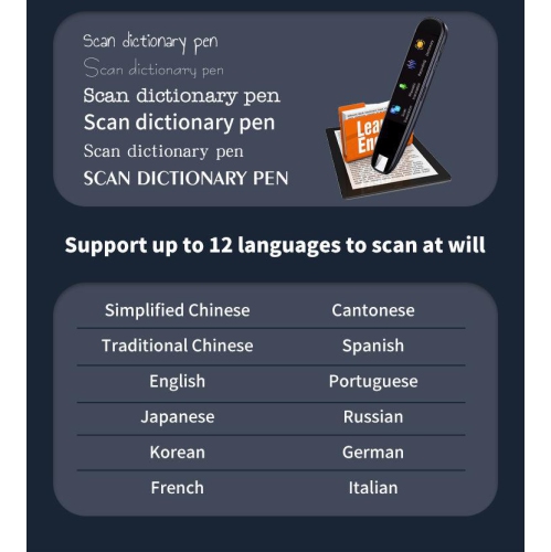 2.22 po stylo de traduction 112 langues WIFI dictionnaire scanner stylo intelligent chinois et anglais stylo stylo de lecture point - noir