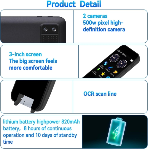 Large screen 113 language translator, device scanning reading pen, simultaneous interpretation camera offline scanning translation machine, suitable