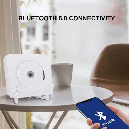 Wall-mounted CD player, portable home CD player with remote control, supports CD/Bluetooth/FM radio/U disk/AUX, with loop playback and AB repeat