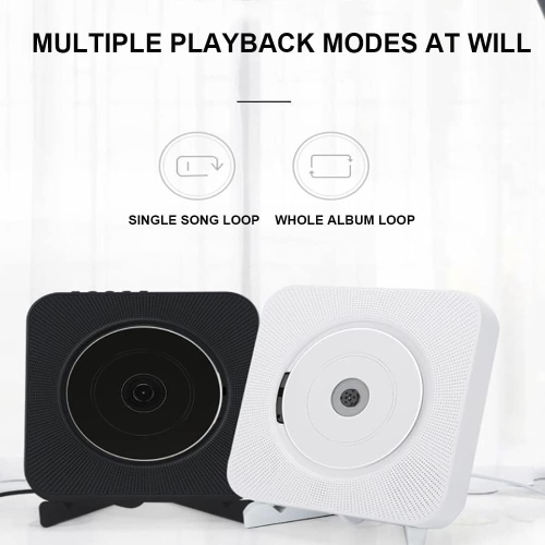 Wall-mounted CD player, portable home CD player with remote control, supports CD/Bluetooth/FM radio/U disk/AUX, with loop playback and AB repeat