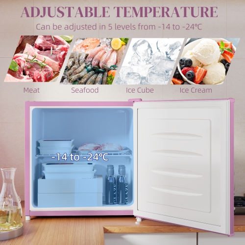 HOMCOM Compact Upright Freezer, 1.1 Cubic Feet Mini Freezer with Reversible Door, Removable Shelf, Adjustable Temperature for Home Office, Apartment,