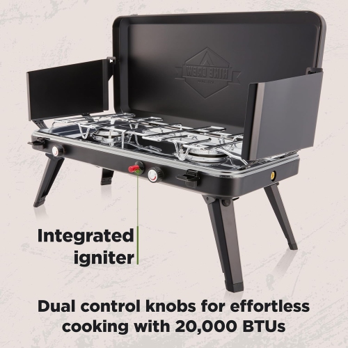 Hike Crew 2-Burner Gas Camping Stove - 20,000 BTU Propane Portable Grill with Igniter & More!
