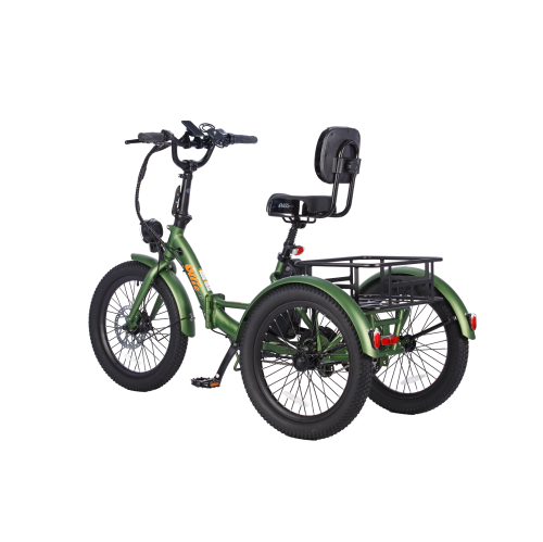 Refurbished - Ollie Leo Foldable Step-Through Electric City Trike (500W Motor / 65km Range / 22 km/h Top Speed) - Green
