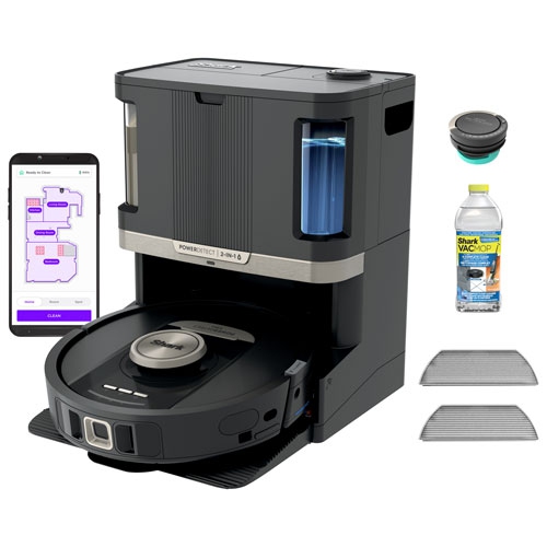 Aspirateur robot et vadrouille à vidage automatique PowerDetect NeverTouch Pro de Shark - Noir RV2820ZECA