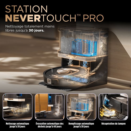 Aspirateur robot et vadrouille à vidage automatique PowerDetect NeverTouch Pro de Shark - Noir RV2820ZECA