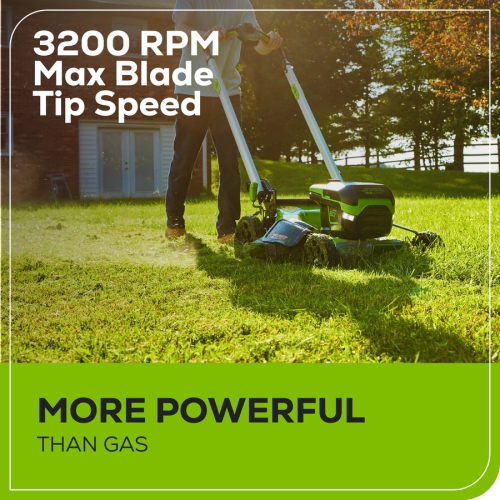 Greenworks 60V 21” Cordless Push Lawn Mower, 5.0Ah Battery and Rapid Charger Included