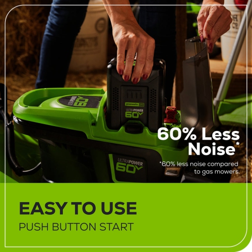 Greenworks 60V 21” Cordless Push Lawn Mower, 5.0Ah Battery and Rapid Charger Included