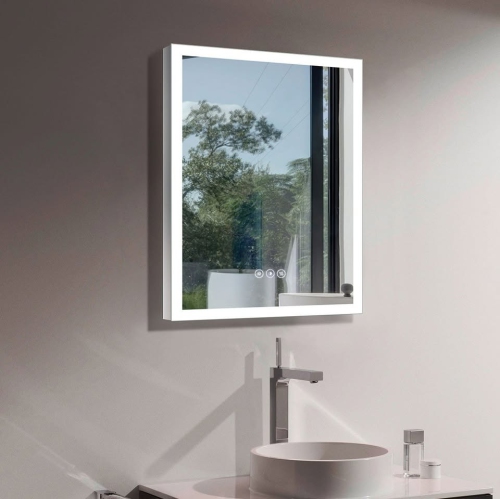 Whirlwell LED Bathroom Mirror, 20 x 28 in, Slim Lights, Touch Button, Dimmable, Anti-Fog, Vertical/Horizontal Mounted