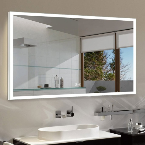 Whirlwell LED Bathroom Mirror, 48 x 28 in, Slim Lights, Touch Button, Dimmable, Anti-Fog, Vertical/Horizontal Mounted