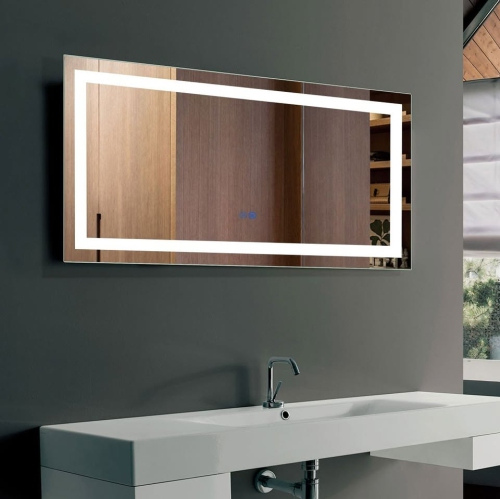 Whirlwell LED Bathroom Mirror, 40 x 28 in, Wide Lights, Touch Button, Dimmable, Anti-Fog, Vertical/Horizontal Mounted