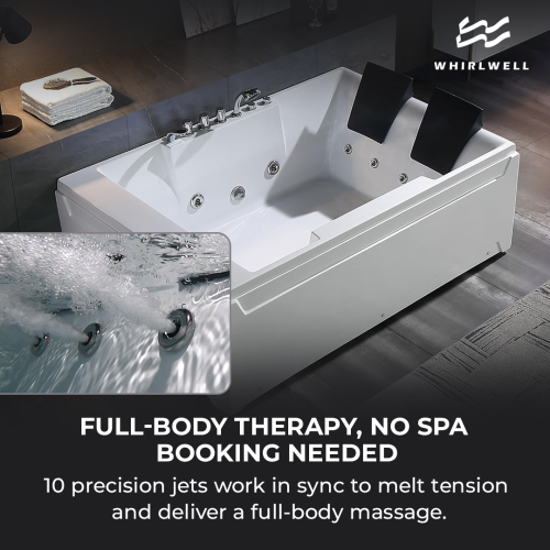 Whirlwell Corner, 72 x 48 po, baignoire Whirlpool avec drain gauche