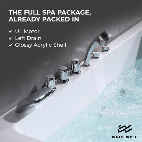 Whirlwell Corner, 72 x 48 po, baignoire Whirlpool avec drain gauche