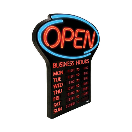OPEN BOX - Newon LED OPEN Sign with Programmable Business Hours and Flashing Effects - English Only
