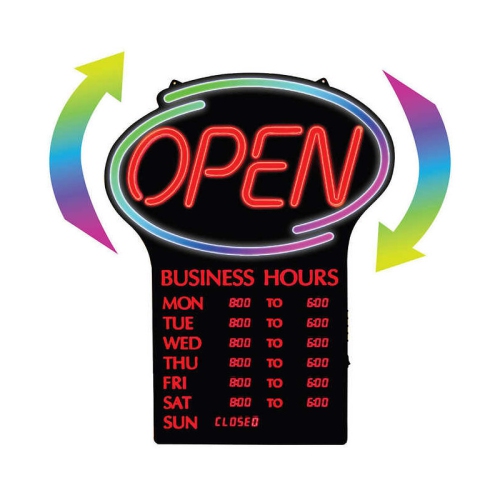 OPEN BOX - Newon LED OPEN Sign with Programmable Business Hours and Flashing Effects - English Only
