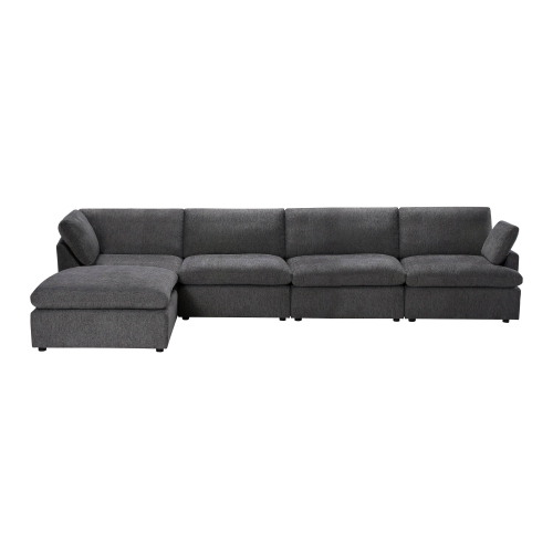 Urban Cali Long Beach Modular L-Shaped Sectional Sofa with Ottoman