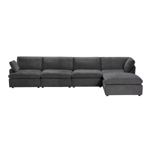 Urban Cali Long Beach Modular L-Shaped Sectional Sofa with Ottoman