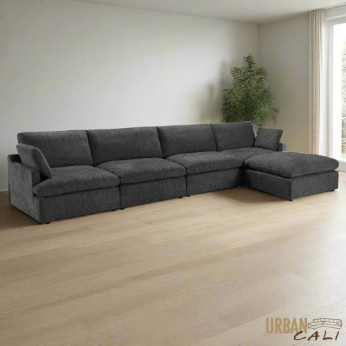 Urban Cali Long Beach Large Modular Sectional Sofa with Ottoman