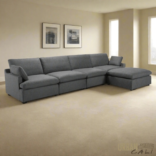 Urban Cali Long Beach Large Modular Sectional Sofa with Ottoman