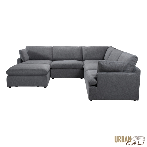 Urban Cali Long Beach Modular Corner Sectional Sofa with Ottoman