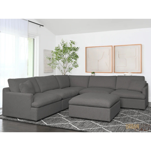 Urban Cali Long Beach Modular Corner Sectional Sofa with Ottoman