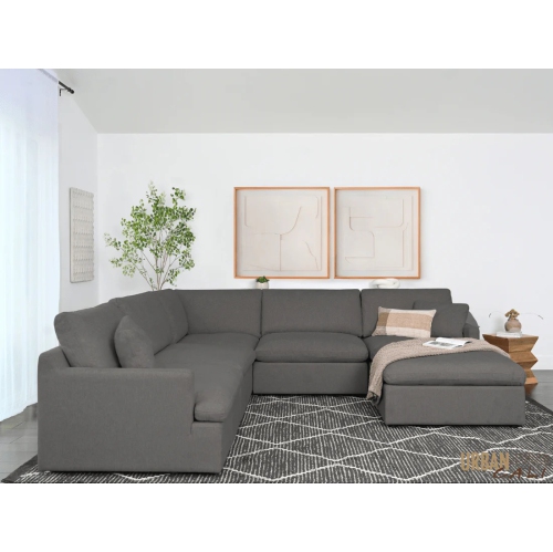 Urban Cali Long Beach Modular Corner Sectional Sofa with Ottoman