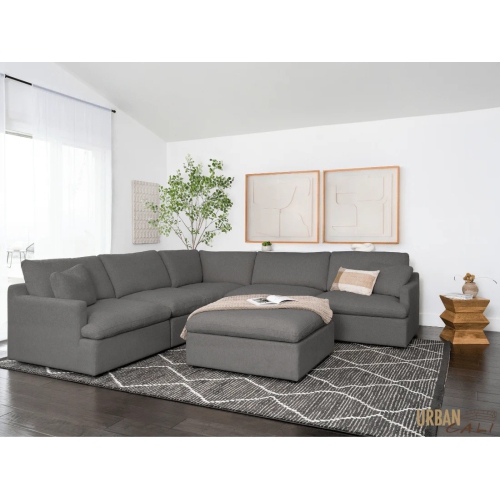 Urban Cali Long Beach Modular Corner Sectional Sofa with Ottoman