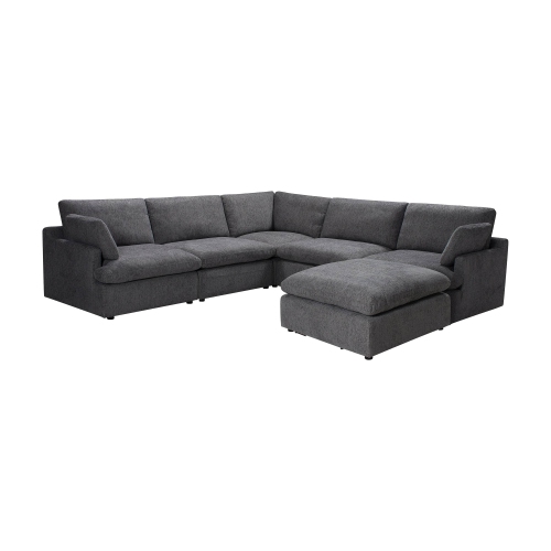 Urban Cali Long Beach Modular Corner Sectional Sofa with Ottoman