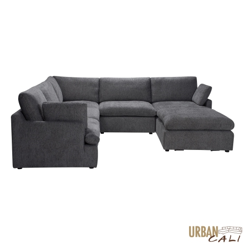 Urban Cali Long Beach Modular Corner Sectional Sofa with Ottoman