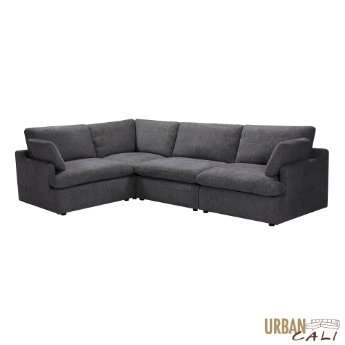URBAN CALI  Long Beach Medium Modular L-Shaped Sectional Sofa (Blue Grey)