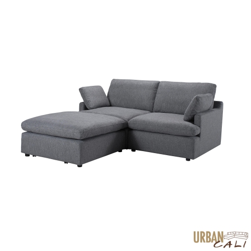 Urban Cali Long Beach Small Modular Sectional Sofa with Ottoman
