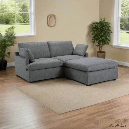 Urban Cali Long Beach Small Modular Sectional Sofa with Ottoman